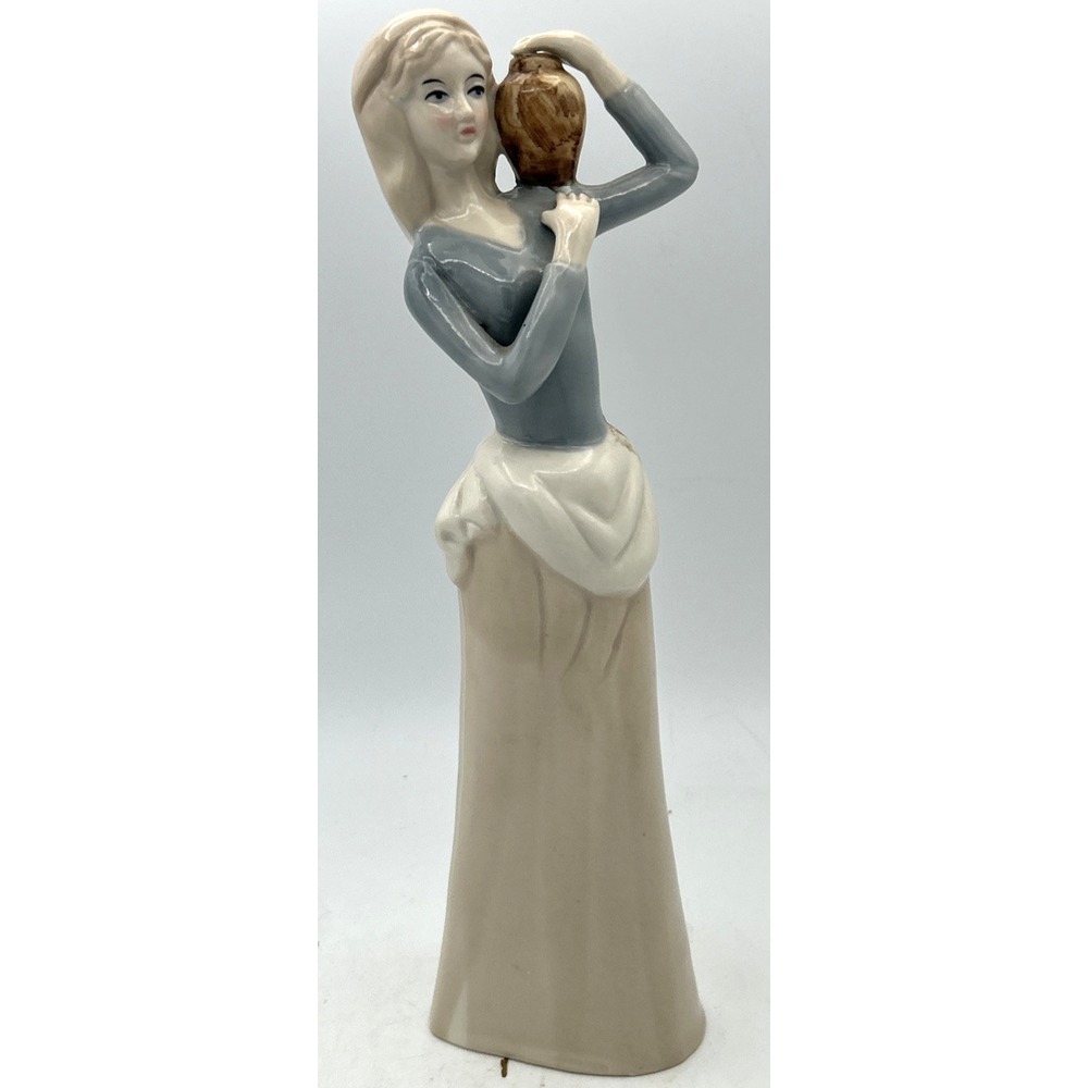 Vintage Incor Woman Carrying Jug On Shoulder 10" Ceramic Porcelain Figurine